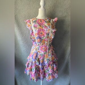 Hello Molly Romper Multicolor Floral Ruffle Tiered
